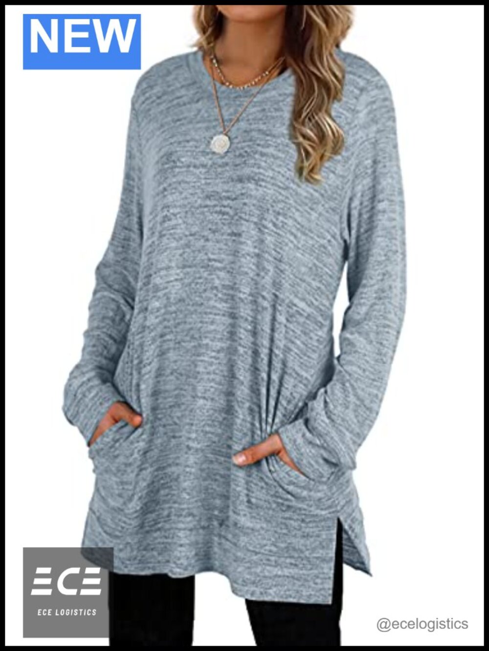 Womens Oversized Sweatshirt Long Sleeve Tunic Top with Pocket Loose Fit